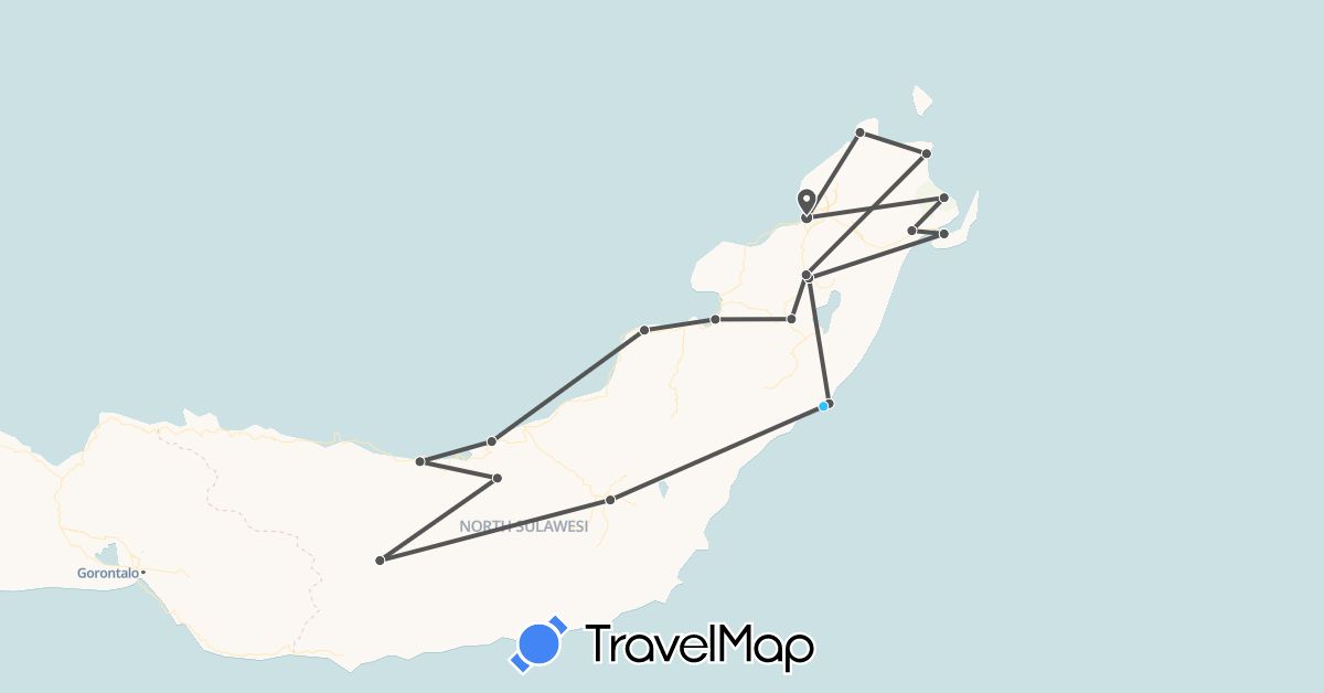 TravelMap itinerary: driving, boat, motorbike in Indonesia (Asia)